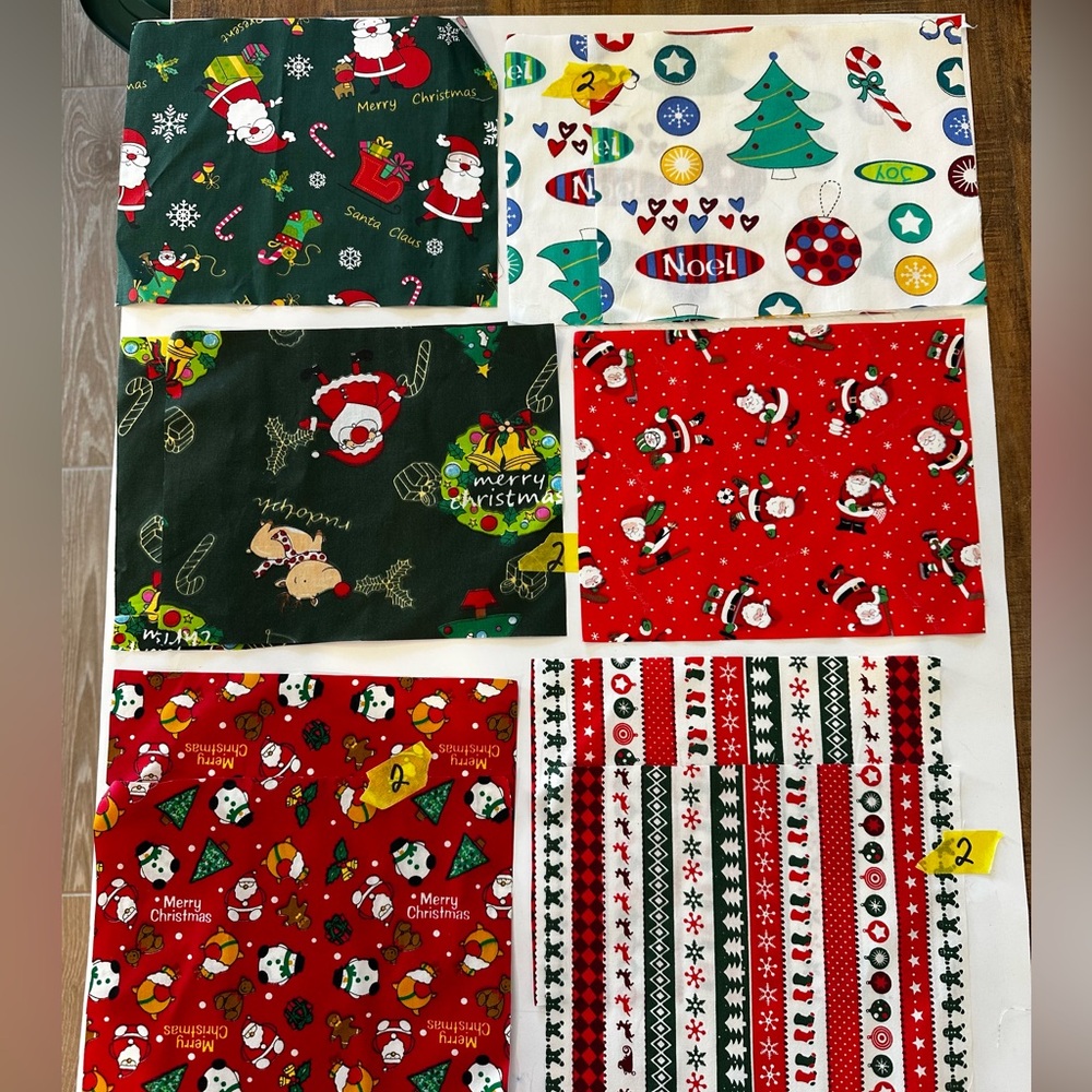 Christmas Holidays Fabric 18 Rectangles - Various Designs (10” x 8” each) Cotton
